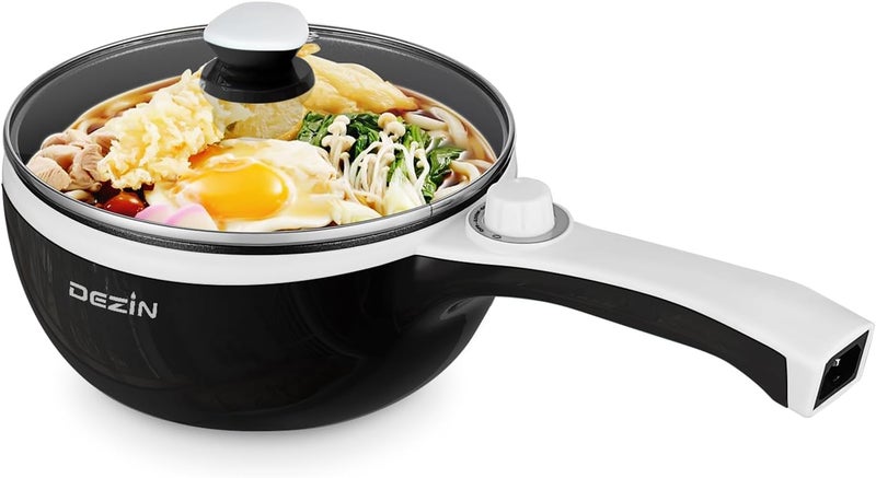 DEZIN Hot Pot Electric Upgraded, Non-Stick Sauté Pan, Rapid Noodles Electric Pot, 1.5L Mini Portable Hot Pot for Steak, Egg, Fried Rice, Ramen, Oatmeal, Soup with Power Adjustment - Image 1